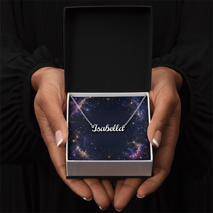 Starlit Self Classic Name Necklace – Personalized Cursive Name Pendant in Stainless Steel or 18K Gold Finish