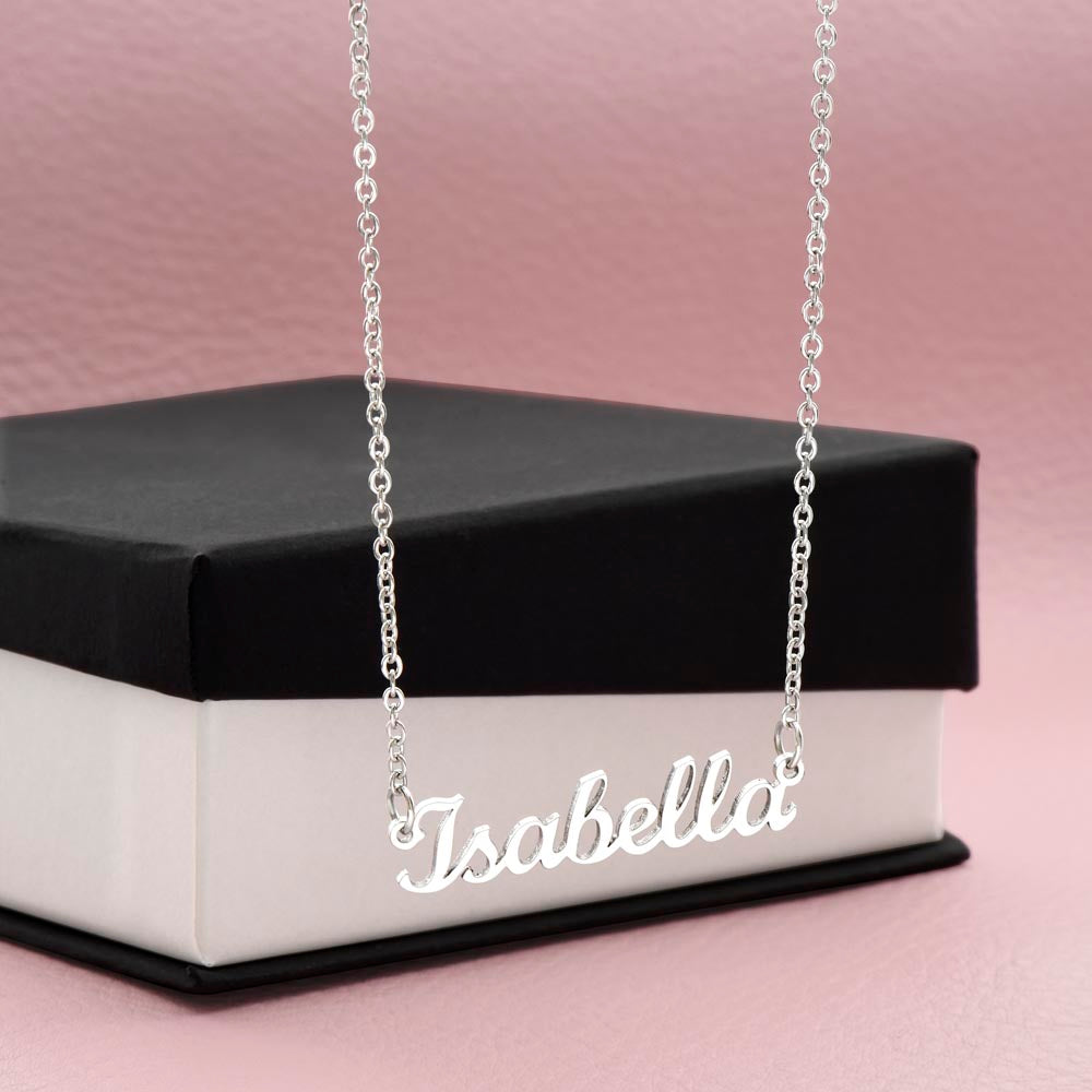 Starlit Self Classic Name Necklace – Personalized Cursive Name Pendant in Stainless Steel or 18K Gold Finish