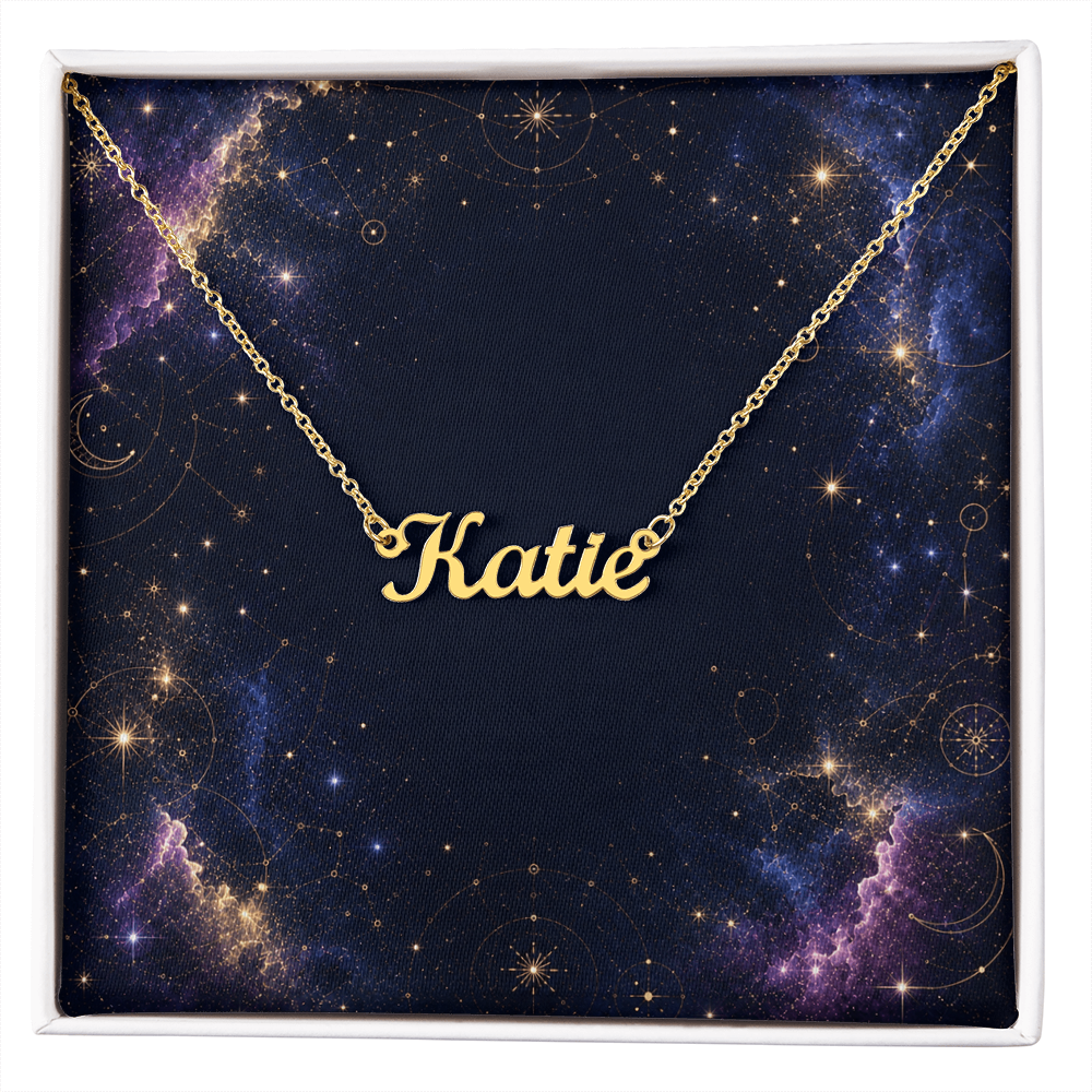 Starlit Self Classic Name Necklace – Personalized Cursive Name Pendant in Stainless Steel or 18K Gold Finish