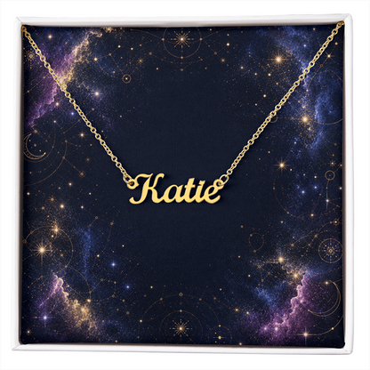 Starlit Self Classic Name Necklace – Personalized Cursive Name Pendant in Stainless Steel or 18K Gold Finish