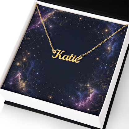 Starlit Self Classic Name Necklace – Personalized Cursive Name Pendant in Stainless Steel or 18K Gold Finish