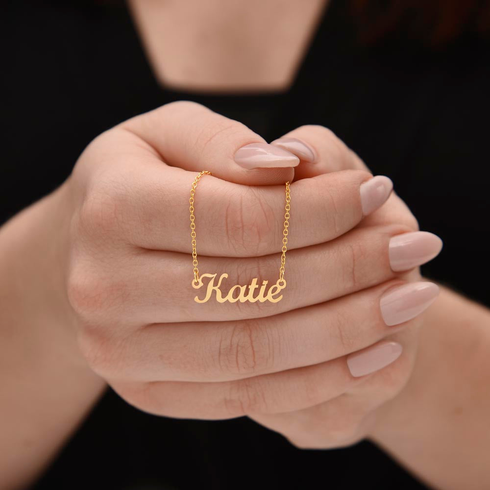 Starlit Self Classic Name Necklace – Personalized Cursive Name Pendant in Stainless Steel or 18K Gold Finish