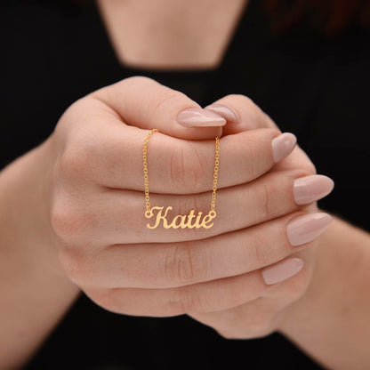 Starlit Self Classic Name Necklace – Personalized Cursive Name Pendant in Stainless Steel or 18K Gold Finish