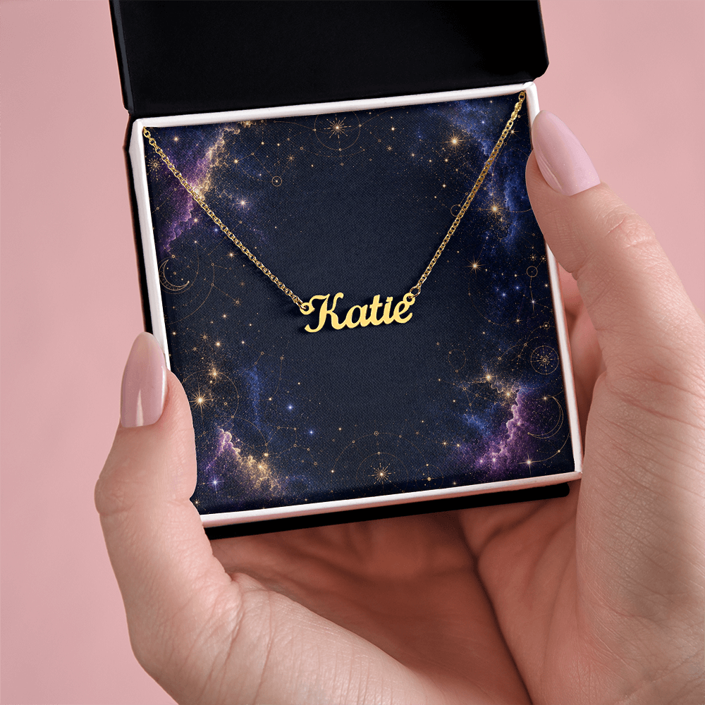 Starlit Self Classic Name Necklace – Personalized Cursive Name Pendant in Stainless Steel or 18K Gold Finish
