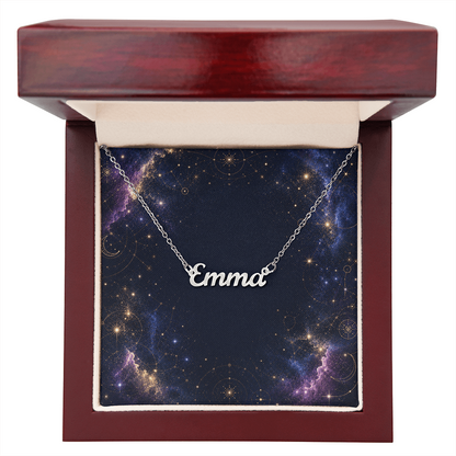 Starlit Self Classic Name Necklace – Personalized Cursive Name Pendant in Stainless Steel or 18K Gold Finish