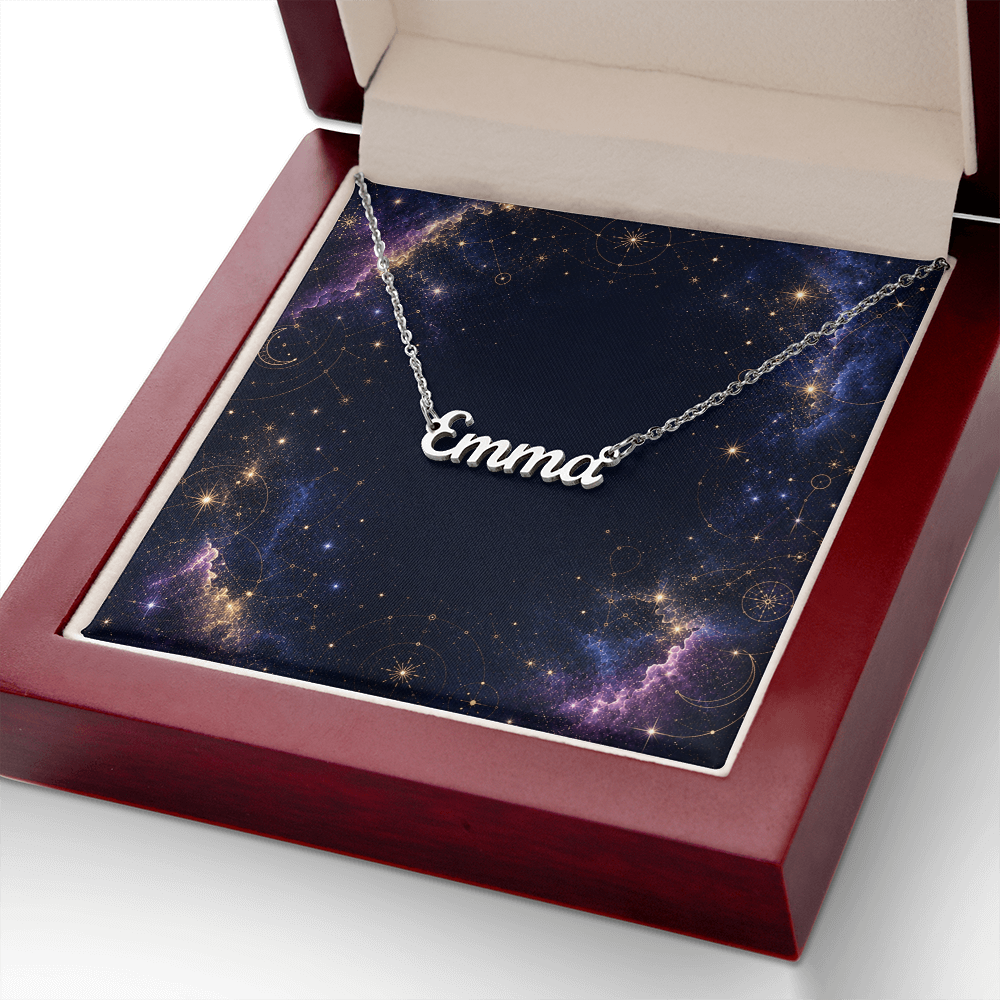 Starlit Self Classic Name Necklace – Personalized Cursive Name Pendant in Stainless Steel or 18K Gold Finish