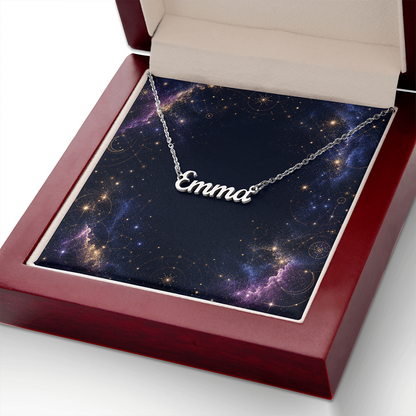 Starlit Self Classic Name Necklace – Personalized Cursive Name Pendant in Stainless Steel or 18K Gold Finish