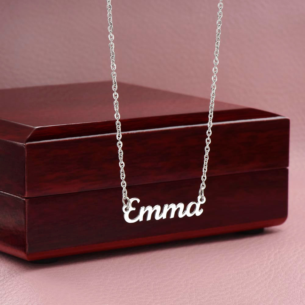 Starlit Self Classic Name Necklace – Personalized Cursive Name Pendant in Stainless Steel or 18K Gold Finish