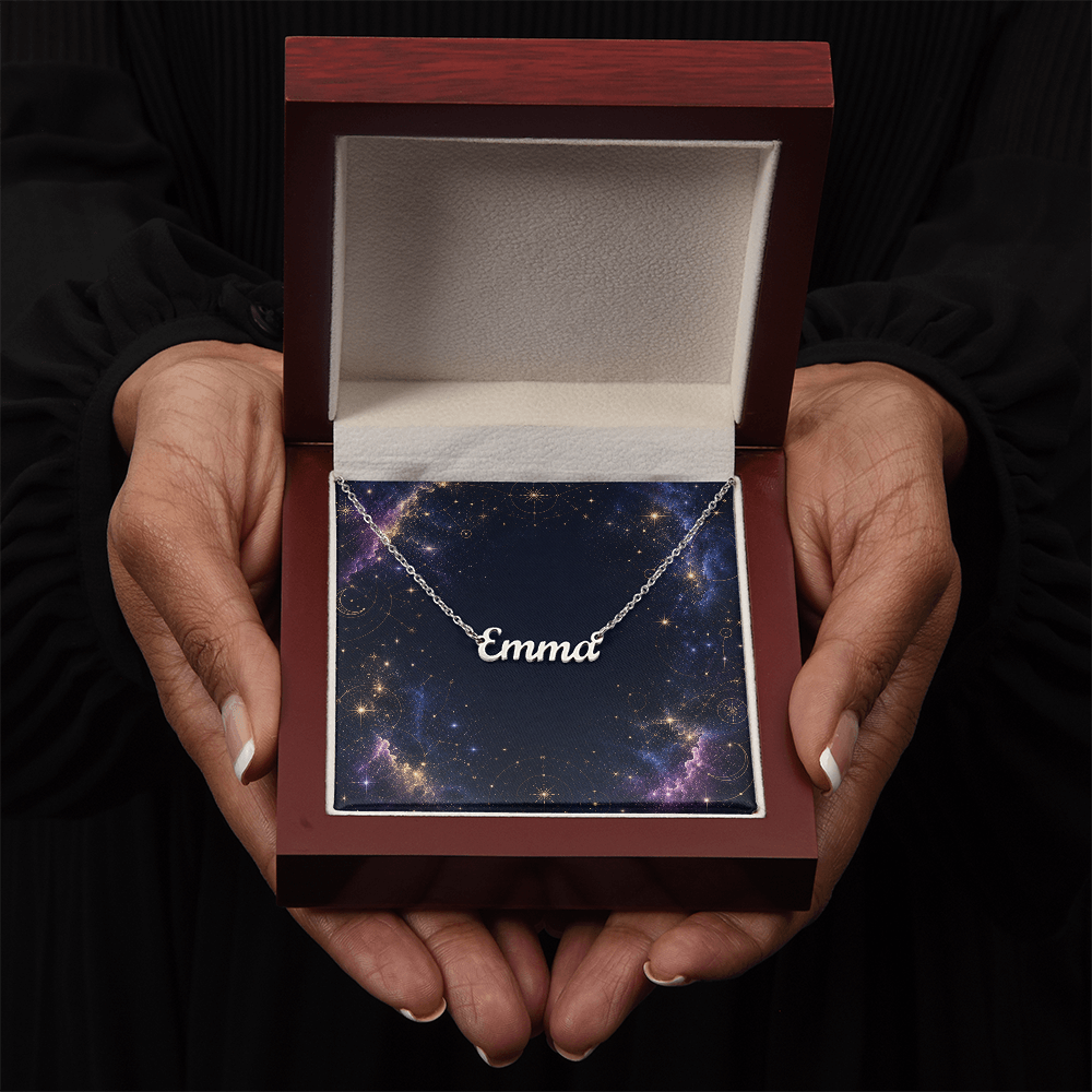 Starlit Self Classic Name Necklace – Personalized Cursive Name Pendant in Stainless Steel or 18K Gold Finish