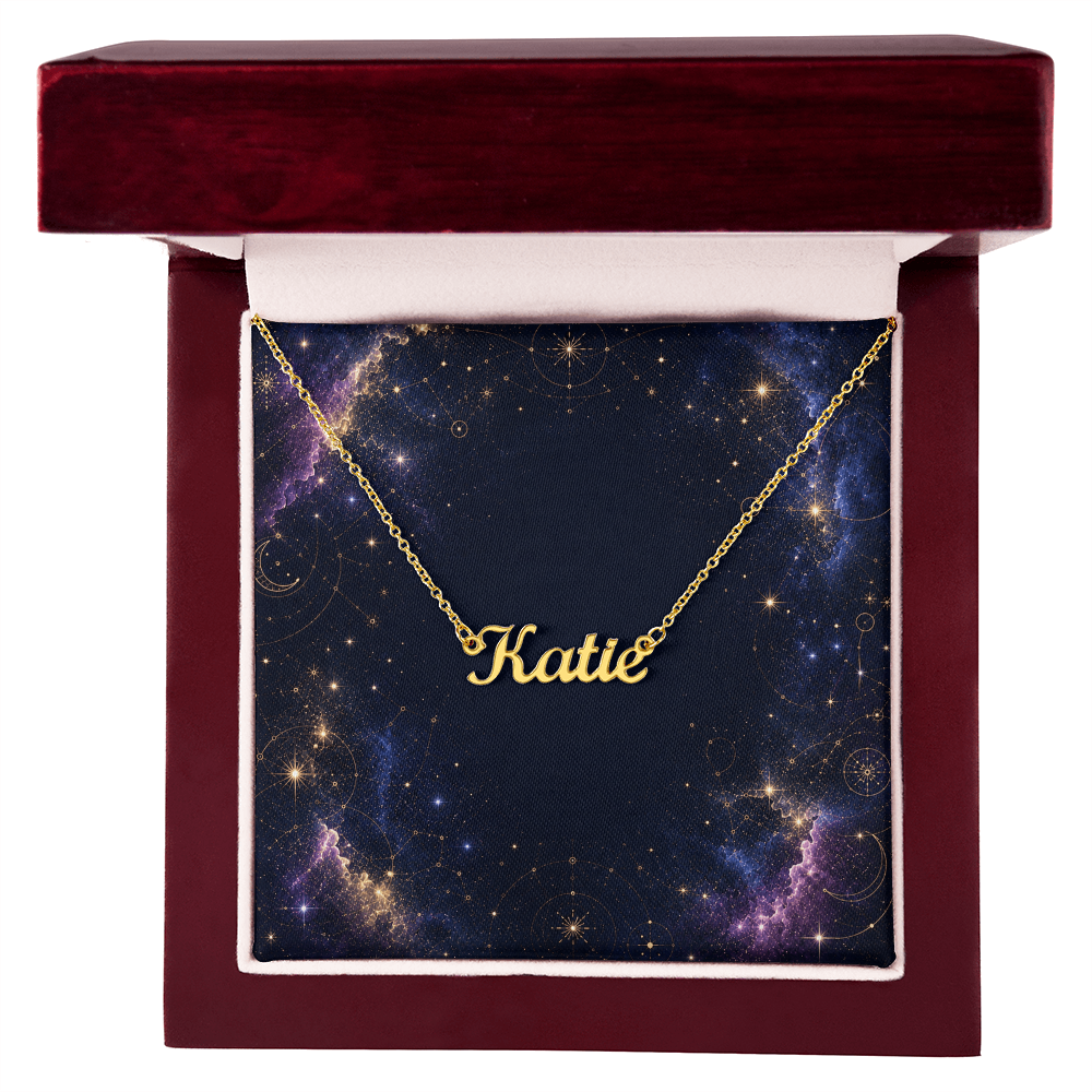 Starlit Self Classic Name Necklace – Personalized Cursive Name Pendant in Stainless Steel or 18K Gold Finish