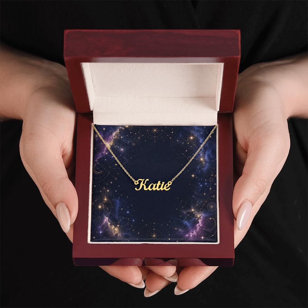 Starlit Self Classic Name Necklace – Personalized Cursive Name Pendant in Stainless Steel or 18K Gold Finish