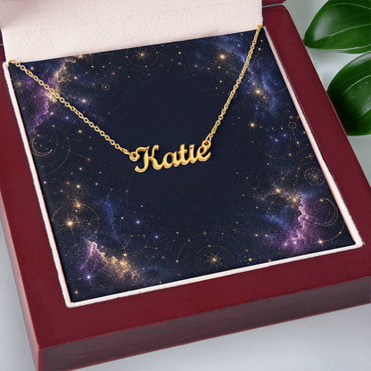 Starlit Self Classic Name Necklace – Personalized Cursive Name Pendant in Stainless Steel or 18K Gold Finish