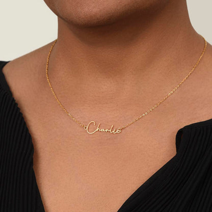 Starlit Self Signature Necklace – Personalized Name Pendant in Stainless Steel or 18K Gold Finish