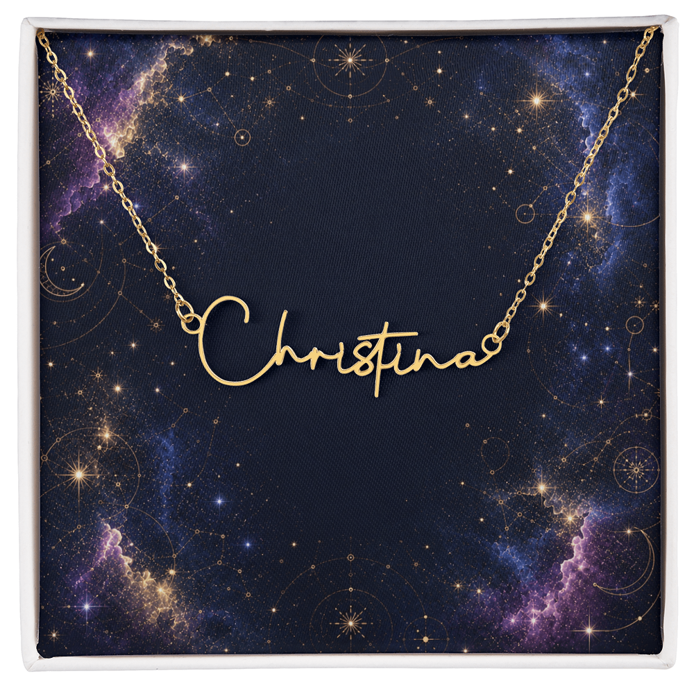 Starlit Self Signature Necklace – Personalized Name Pendant in Stainless Steel or 18K Gold Finish