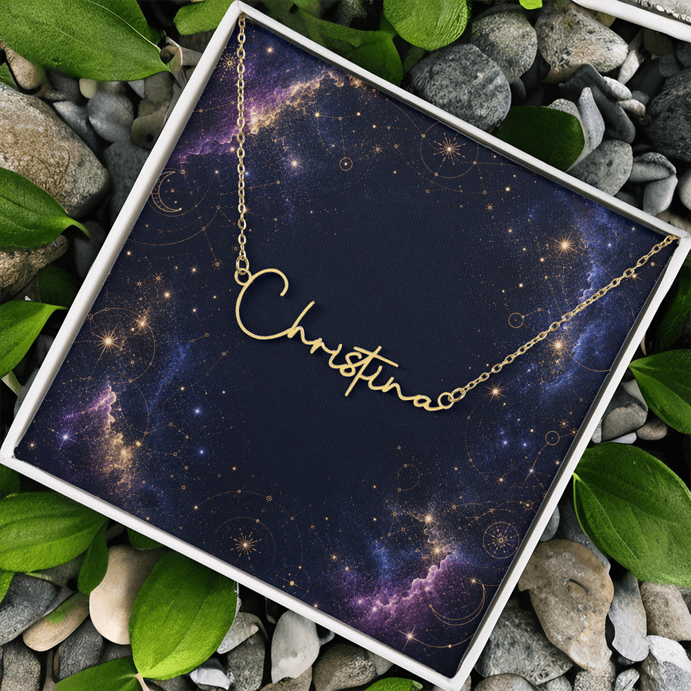 Starlit Self Signature Necklace – Personalized Name Pendant in Stainless Steel or 18K Gold Finish