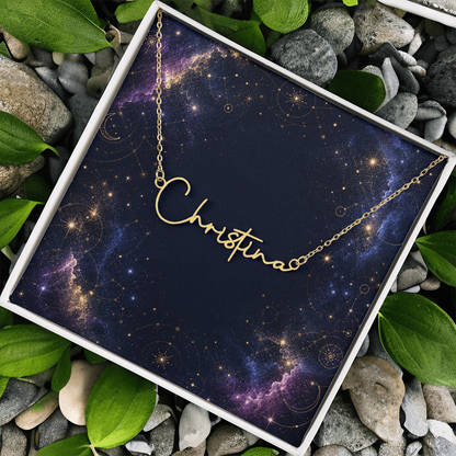 Starlit Self Signature Necklace – Personalized Name Pendant in Stainless Steel or 18K Gold Finish