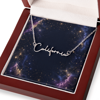 Starlit Self Signature Necklace – Personalized Name Pendant in Stainless Steel or 18K Gold Finish