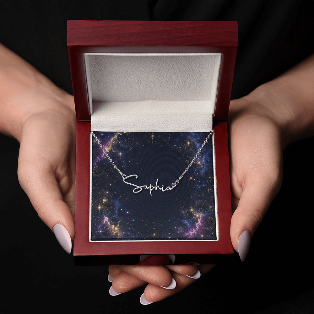 Starlit Self Signature Necklace – Personalized Name Pendant in Stainless Steel or 18K Gold Finish