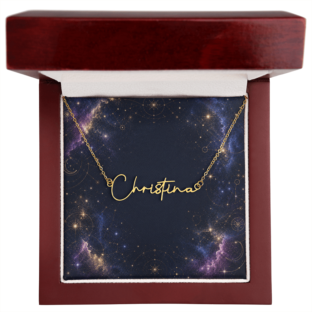 Starlit Self Signature Necklace – Personalized Name Pendant in Stainless Steel or 18K Gold Finish