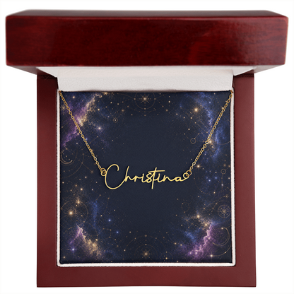 Starlit Self Signature Necklace – Personalized Name Pendant in Stainless Steel or 18K Gold Finish