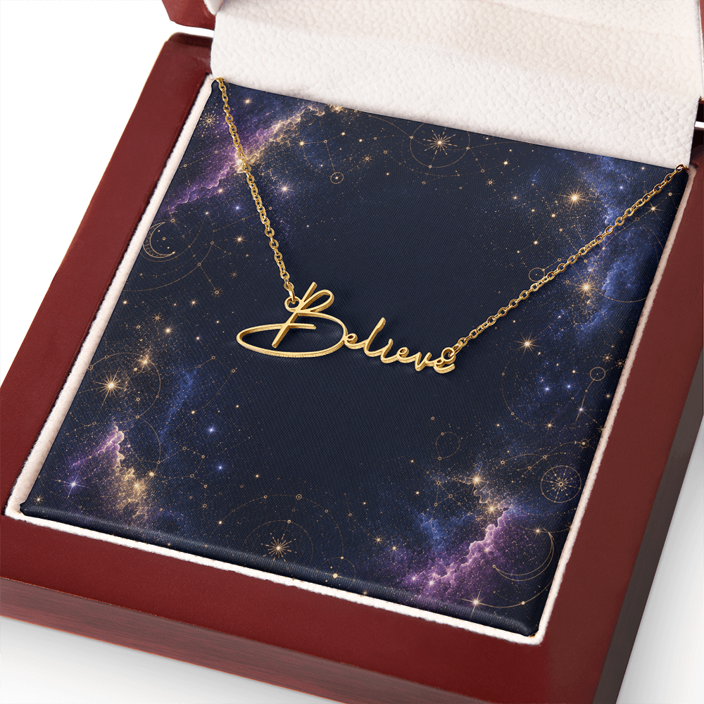 Starlit Self Signature Necklace – Personalized Name Pendant in Stainless Steel or 18K Gold Finish