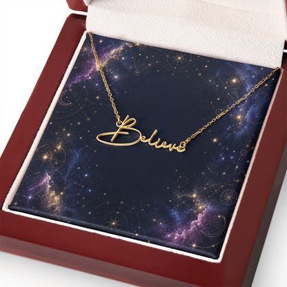 Starlit Self Signature Necklace – Personalized Name Pendant in Stainless Steel or 18K Gold Finish