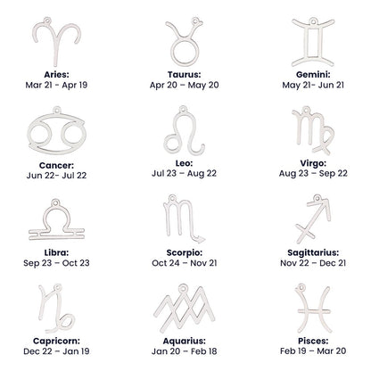 Starlit Self Zodiac Charm Necklace – Astrology Sign Pendant in Stainless Steel or 18K Gold Finish