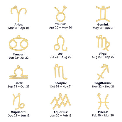 Starlit Self Zodiac Charm Necklace – Astrology Sign Pendant in Stainless Steel or 18K Gold Finish