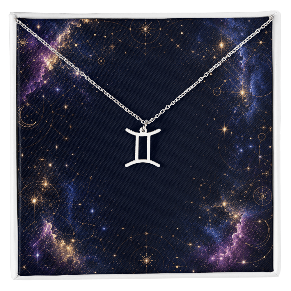 Starlit Self Zodiac Charm Necklace – Astrology Sign Pendant in Stainless Steel or 18K Gold Finish