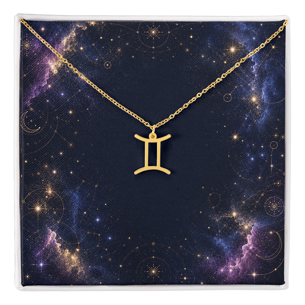 Starlit Self Zodiac Charm Necklace – Astrology Sign Pendant in Stainless Steel or 18K Gold Finish