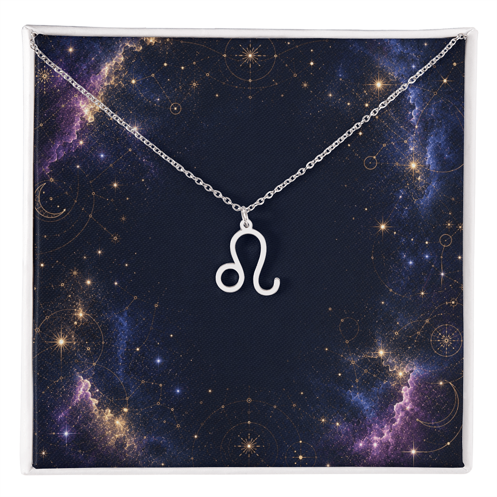 Starlit Self Zodiac Charm Necklace – Astrology Sign Pendant in Stainless Steel or 18K Gold Finish