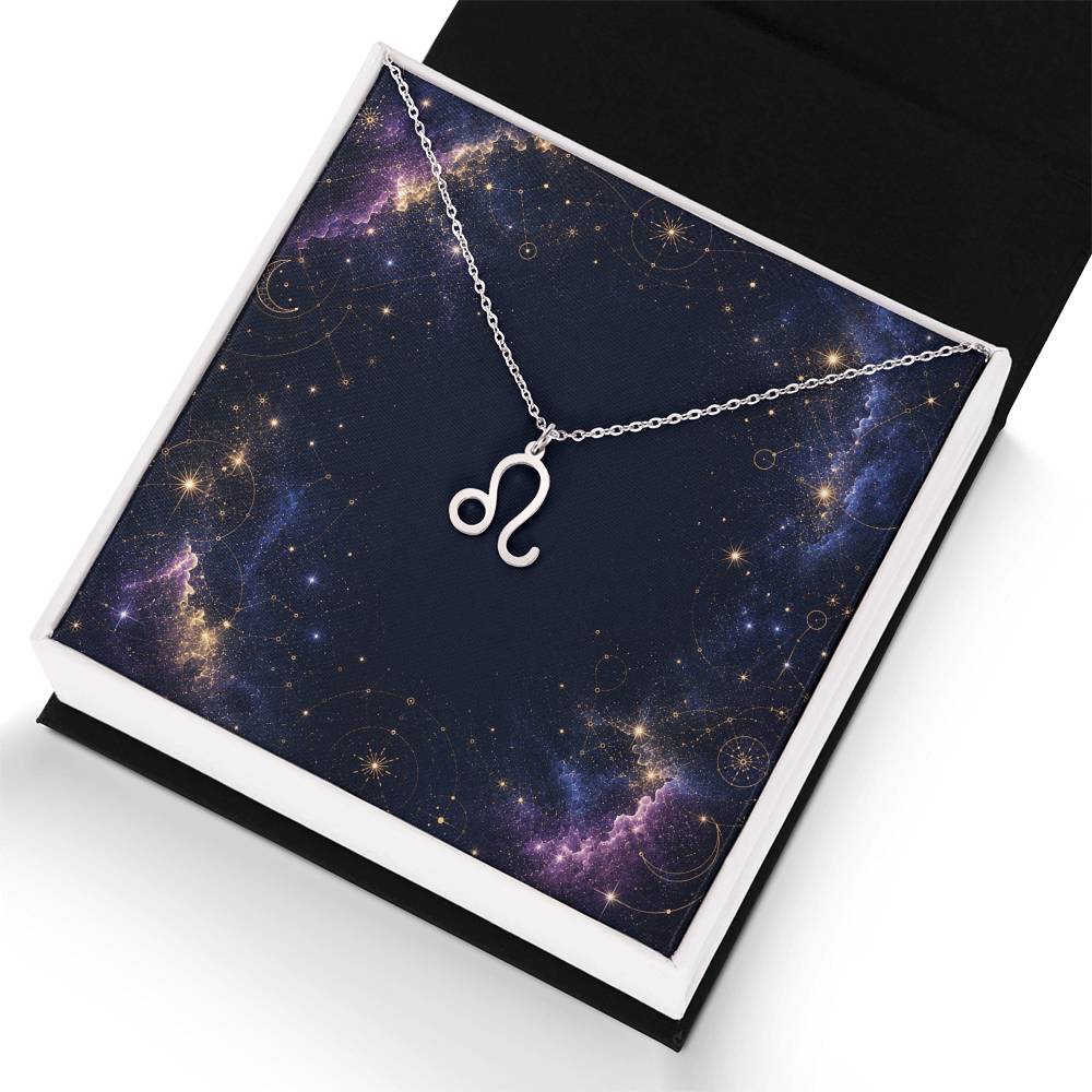 Starlit Self Zodiac Charm Necklace – Astrology Sign Pendant in Stainless Steel or 18K Gold Finish