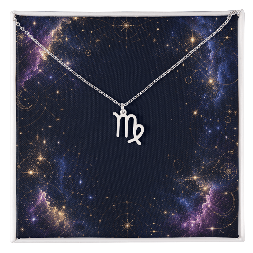 Starlit Self Zodiac Charm Necklace – Astrology Sign Pendant in Stainless Steel or 18K Gold Finish