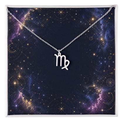 Starlit Self Zodiac Charm Necklace – Astrology Sign Pendant in Stainless Steel or 18K Gold Finish