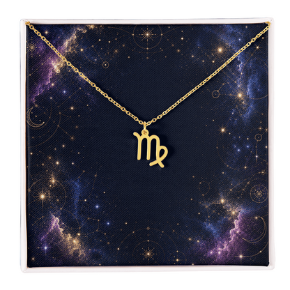Starlit Self Zodiac Charm Necklace – Astrology Sign Pendant in Stainless Steel or 18K Gold Finish