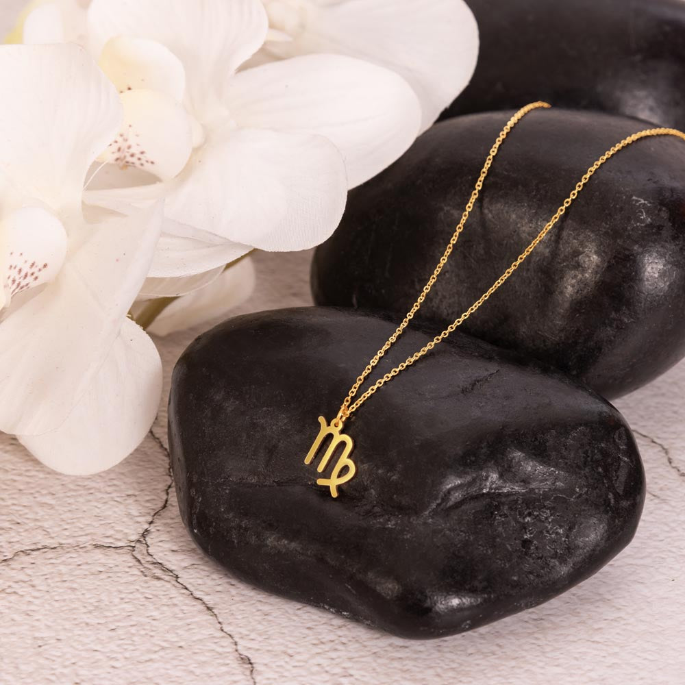 Starlit Self Zodiac Charm Necklace – Astrology Sign Pendant in Stainless Steel or 18K Gold Finish