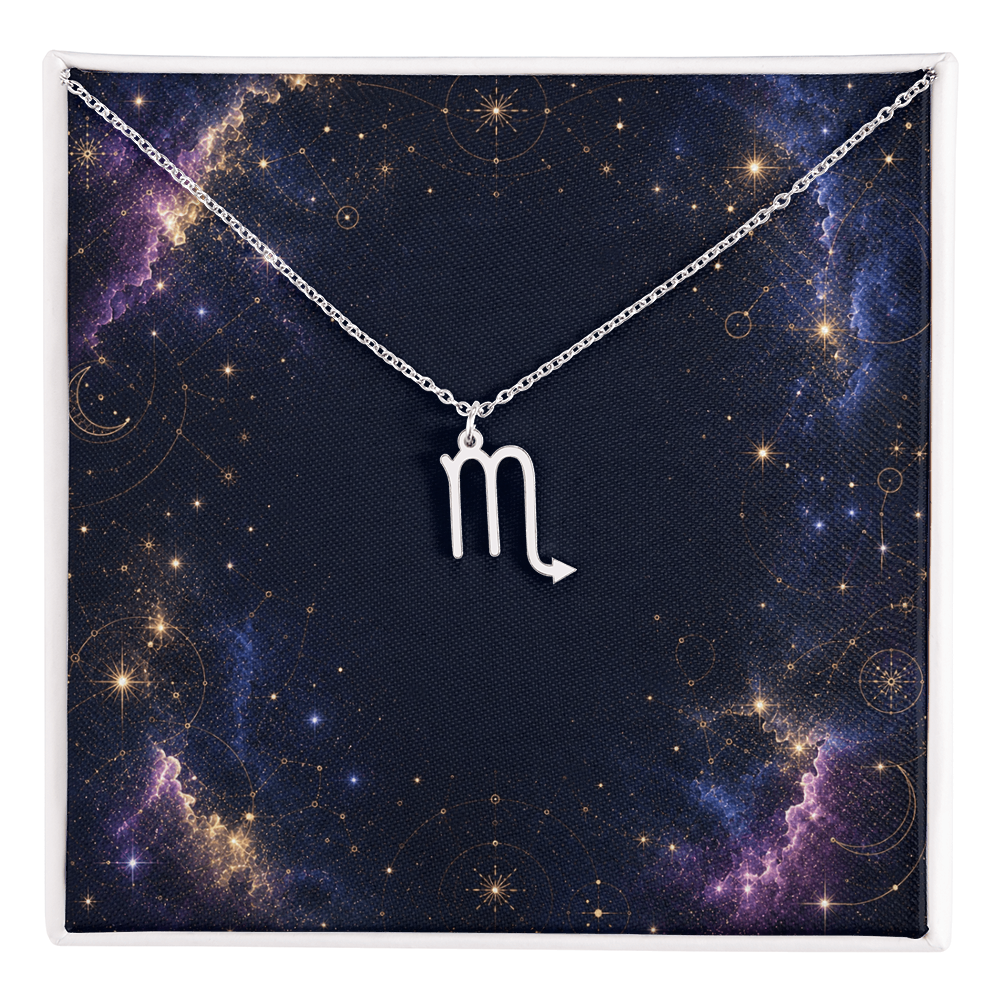 Starlit Self Zodiac Charm Necklace – Astrology Sign Pendant in Stainless Steel or 18K Gold Finish