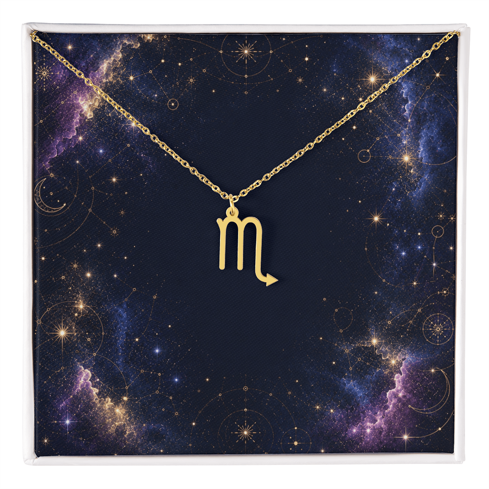 Starlit Self Zodiac Charm Necklace – Astrology Sign Pendant in Stainless Steel or 18K Gold Finish