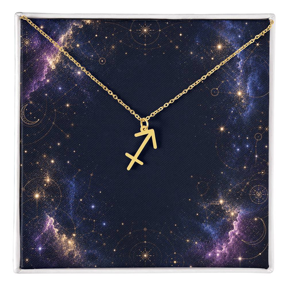 Starlit Self Zodiac Charm Necklace – Astrology Sign Pendant in Stainless Steel or 18K Gold Finish