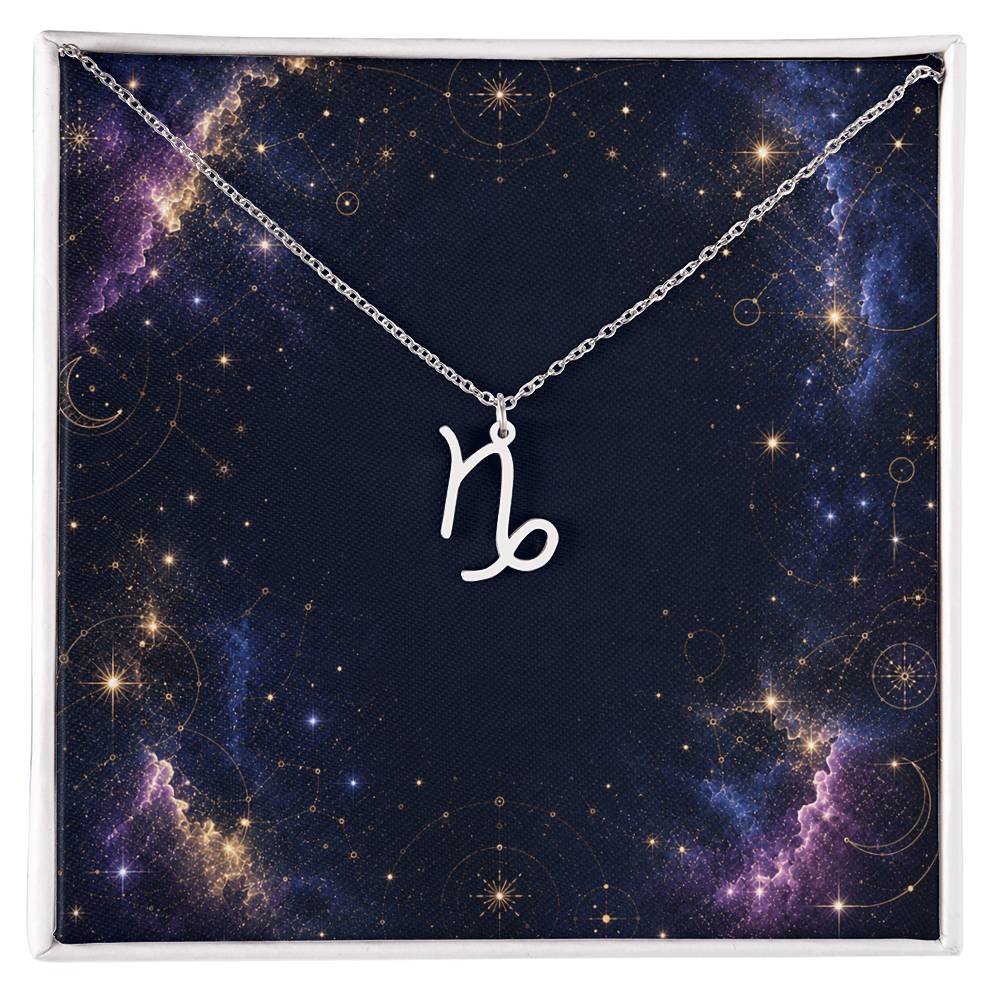 Starlit Self Zodiac Charm Necklace – Astrology Sign Pendant in Stainless Steel or 18K Gold Finish