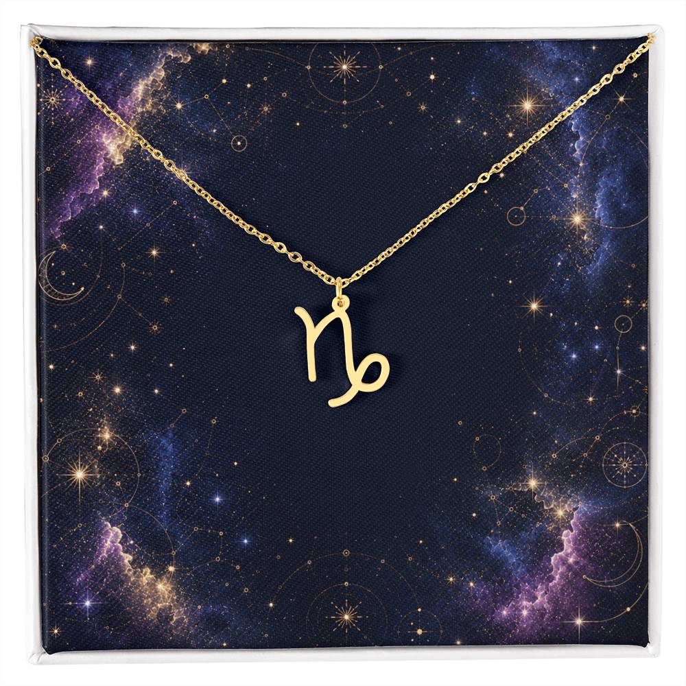 Starlit Self Zodiac Charm Necklace – Astrology Sign Pendant in Stainless Steel or 18K Gold Finish