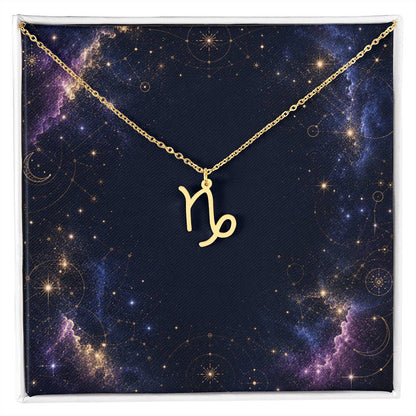 Starlit Self Zodiac Charm Necklace – Astrology Sign Pendant in Stainless Steel or 18K Gold Finish