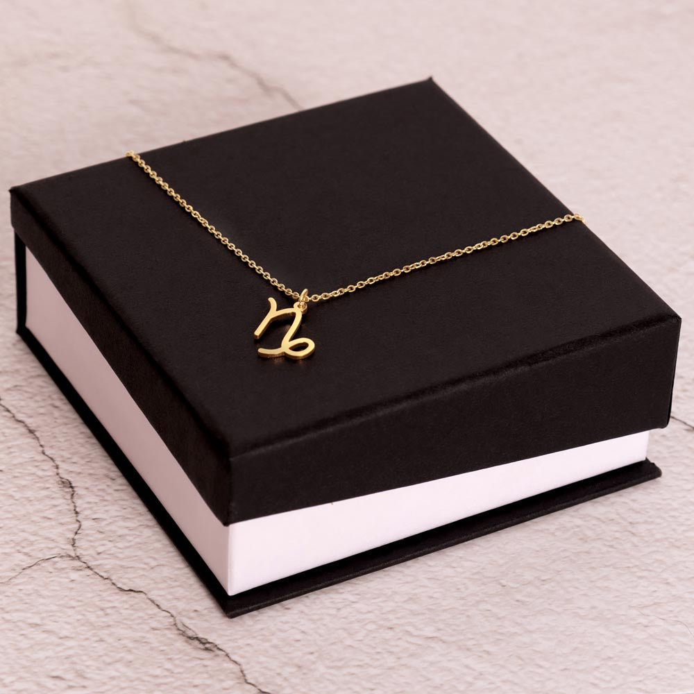 Starlit Self Zodiac Charm Necklace – Astrology Sign Pendant in Stainless Steel or 18K Gold Finish