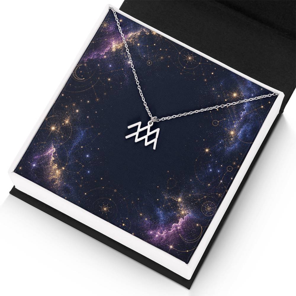 Starlit Self Zodiac Charm Necklace – Astrology Sign Pendant in Stainless Steel or 18K Gold Finish