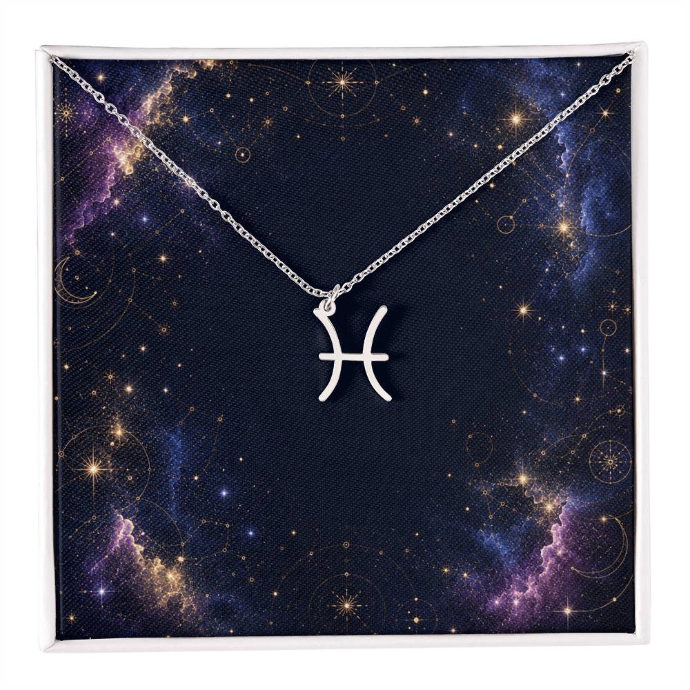 Starlit Self Zodiac Charm Necklace – Astrology Sign Pendant in Stainless Steel or 18K Gold Finish