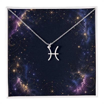 Starlit Self Zodiac Charm Necklace – Astrology Sign Pendant in Stainless Steel or 18K Gold Finish