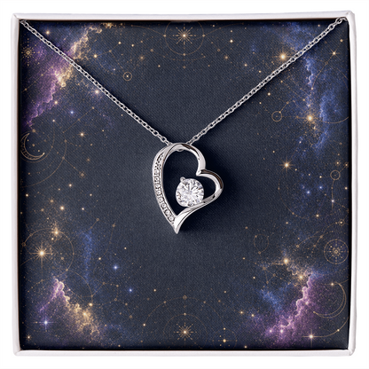 Starlit Self Forever Love Necklace – Heart Cubic Zirconia Pendant in 14K White Gold or 18K Gold Finish