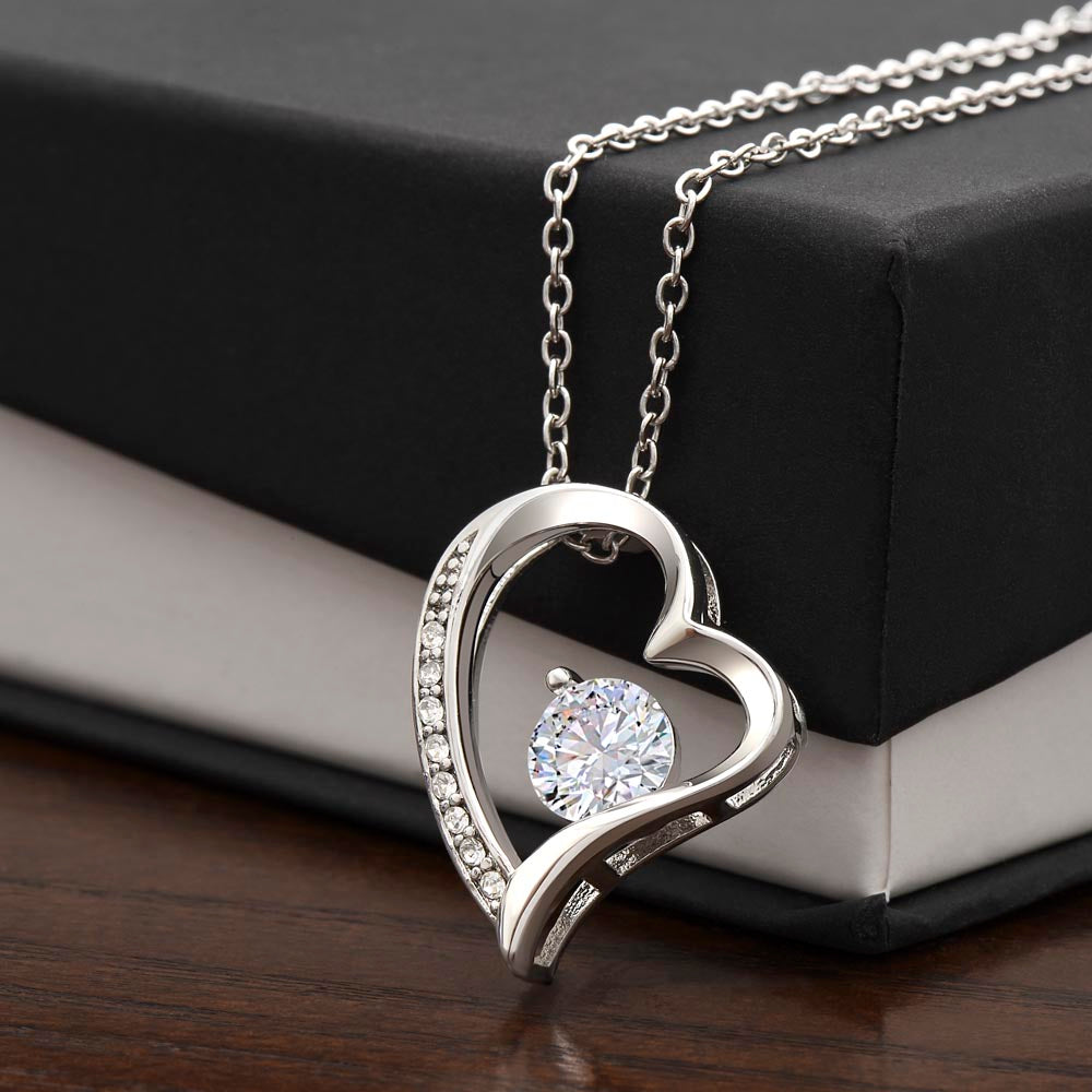 Starlit Self Forever Love Necklace – Heart Cubic Zirconia Pendant in 14K White Gold or 18K Gold Finish