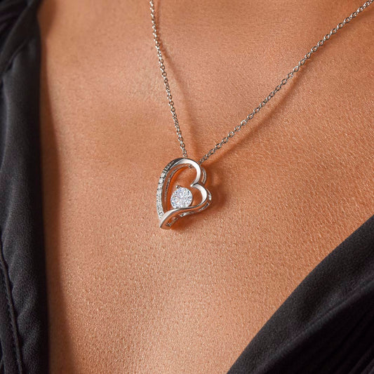 Starlit Self Forever Love Necklace – Heart Cubic Zirconia Pendant in 14K White Gold or 18K Gold Finish