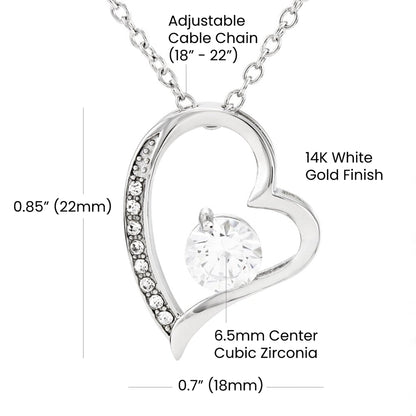 Starlit Self Forever Love Necklace – Heart Cubic Zirconia Pendant in 14K White Gold or 18K Gold Finish